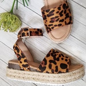 NEW Leopard open toe flatform/platform/espadrille